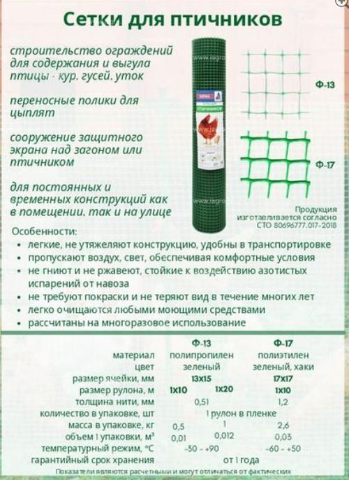Сетка  для птичников  пластик. 13х13    (1 х 10м)   Ф-13   Зеленый