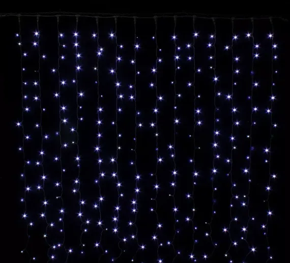 Занавес с мерцающим диодом 3*3 м., 220V, 600 холодных белых LED ламп, черный провод, Winner Light (w.03.6B.600+)