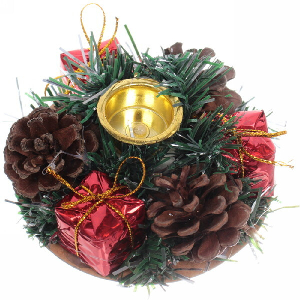 Подсвечник «Шишки и подарки» 11 см