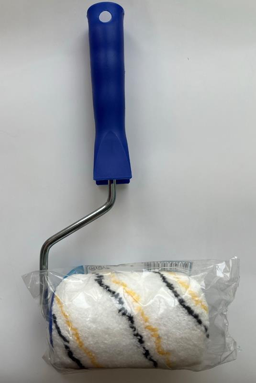 Валик-МИДИ Микрофибра Белый  жел-чёрной пол. 100мм,  d40,  d6  ворс11мм TOOLBERG (Лакра) 0312123