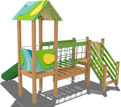 Детский городок Новгород (стойки дуб, паттерн Papercut)