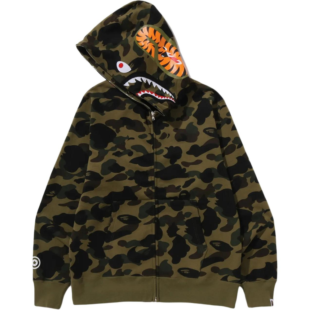A Bathing Ape 1st Camo Multi Logo Shark Full Zip Худи зеленый