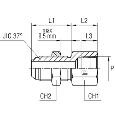 Соединение PD JIC 7/8" NPT 1/2"