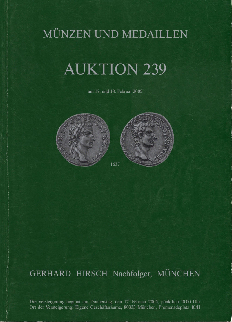 Каталог аукциона Münzen und Medaillen, Мюнхен, Аукцион 239 от 17-18 февраля 2005 года