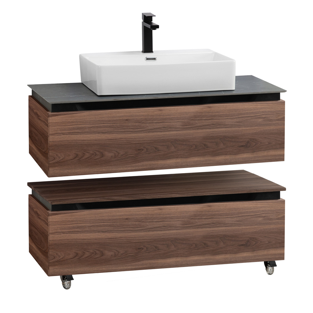 Мебель для ванной со столешницей и накладной раковиной Cezares SLIDER 100 Орех дымчатый SLIDER-1000-1C-SO-NA-P