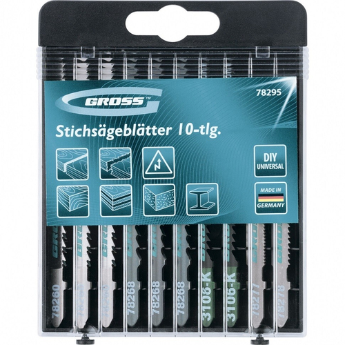 GROSS Набор полотен для электролобзика универсальный  DIY пластиковый кейс 10шт