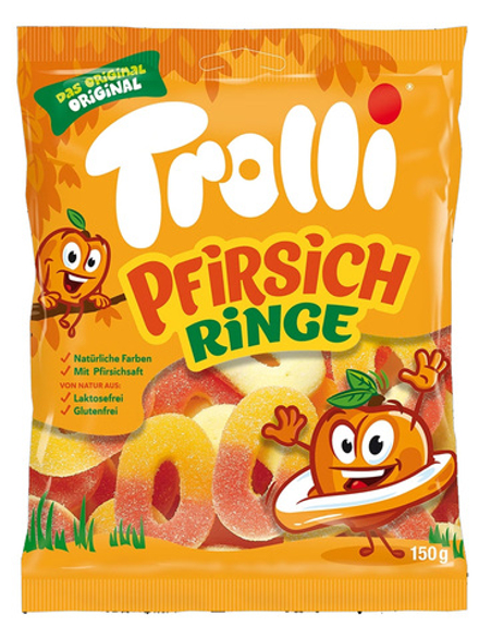 Немецкий мармелад Trolli Pfirsich Ringe "Персиковые кольца" 150 г.