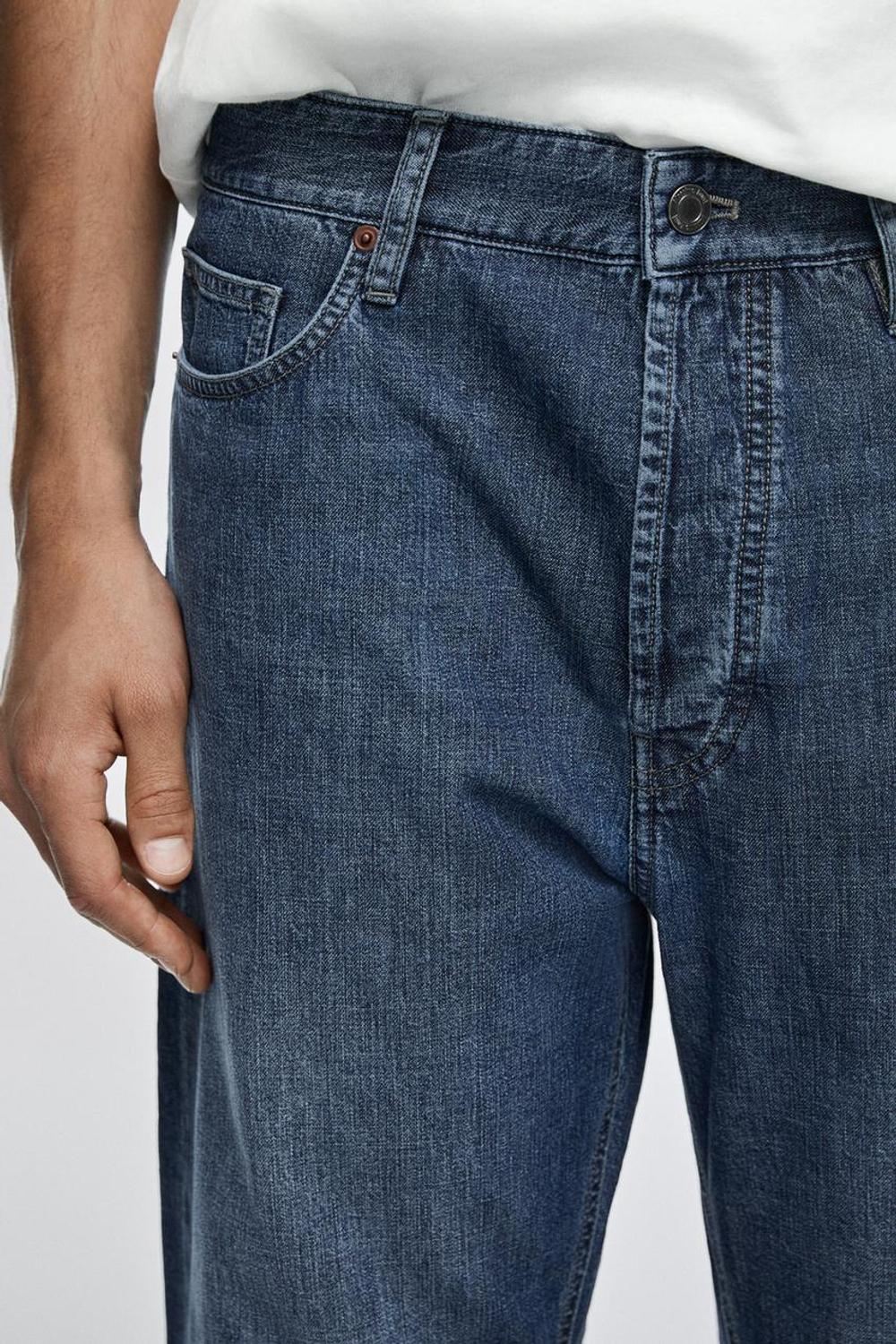 Massimo Dutti Легкие хлопковые джинсы прямого кроя, индиго