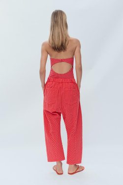 ZARA КУПАЛЬНИК В ПОЛОСКУ НА БРЕТЕЛЬКАХ - LIMITED EDITION, БУРГУНДИ