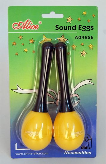 A042SE Маракас-яйцо на пластиковой ручке 2шт, различные цвета, Alice