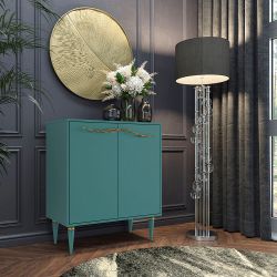 Комод Арт Колор matte Классик Голд с 2 полками Пастельно-синий матовый