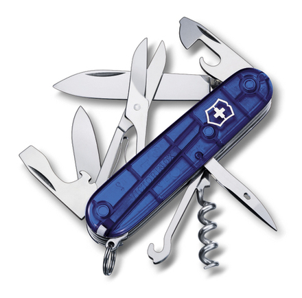 Нож Victorinox Climber, 91 мм, 14 функций, полупрозрачный синий