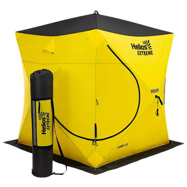 Палатка зимняя п/автомат Helios Куб Extreme V2.0 1.8x1.8x2.07м 2000мм (Широкий вход с внутренними порогами) HS-IST-CE-1.8 Желтый-Черный