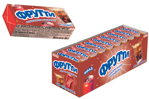 Жев. конф. "ФРУТТИ" с ароматом колы 24*18шт 36г