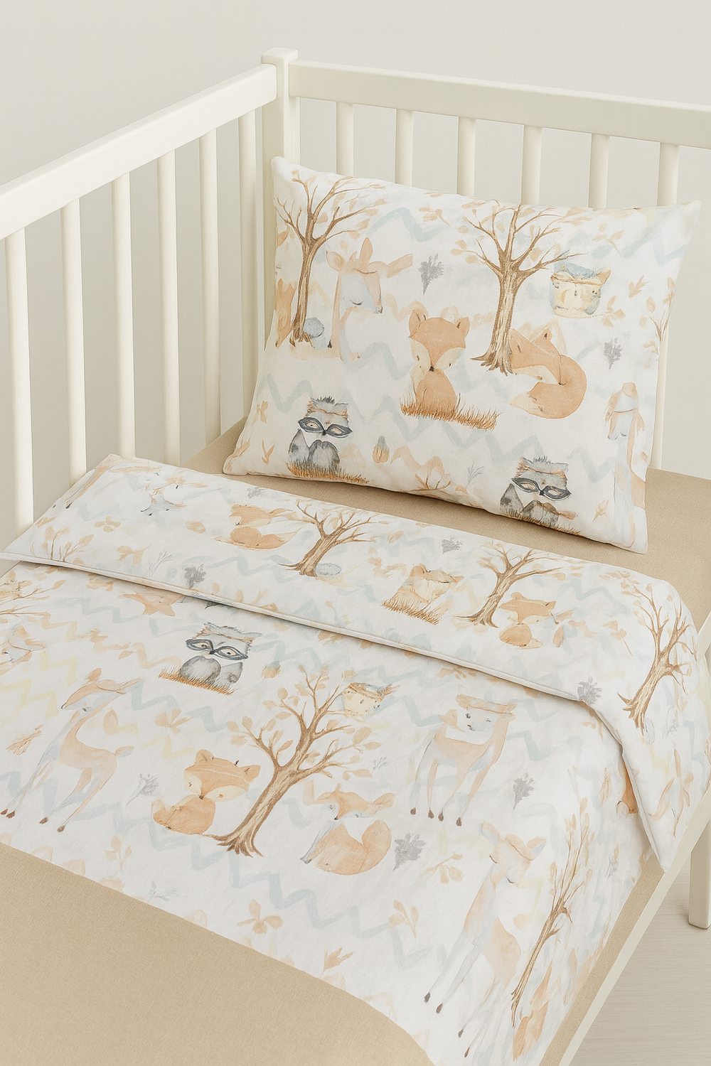 Детский комплект постельного белья из турецкого хлопка (поплин) "Зверята"