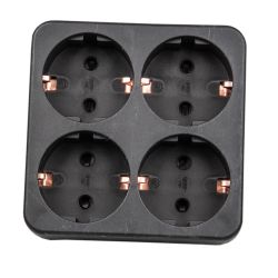 S-GES4-16S BLACK Разветвитель сетевой. с-з. 4 гнезда. 16А. 3500Вт. Черный. ТМ Uniel
