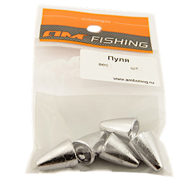 Груз Скользящий AMFishing Пуля 16г 5шт для техасской оснастки Неокрашенный