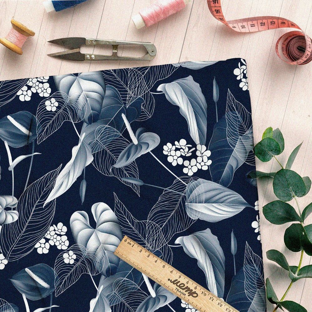 Ткань флис листья комнатного антуриума