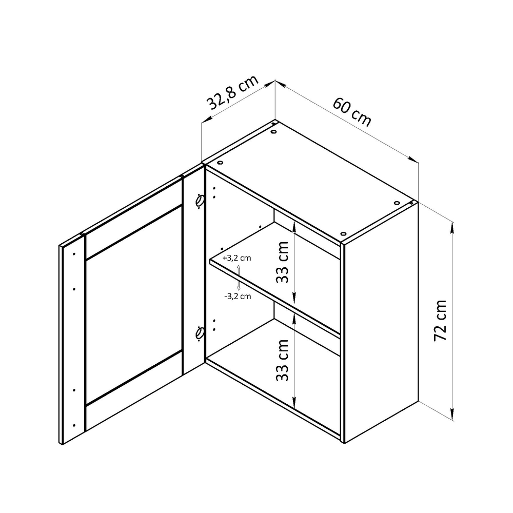 Модуль навесной Вестфалия, 60х33х72, кухонный модуль, массив сосны, Dipriz