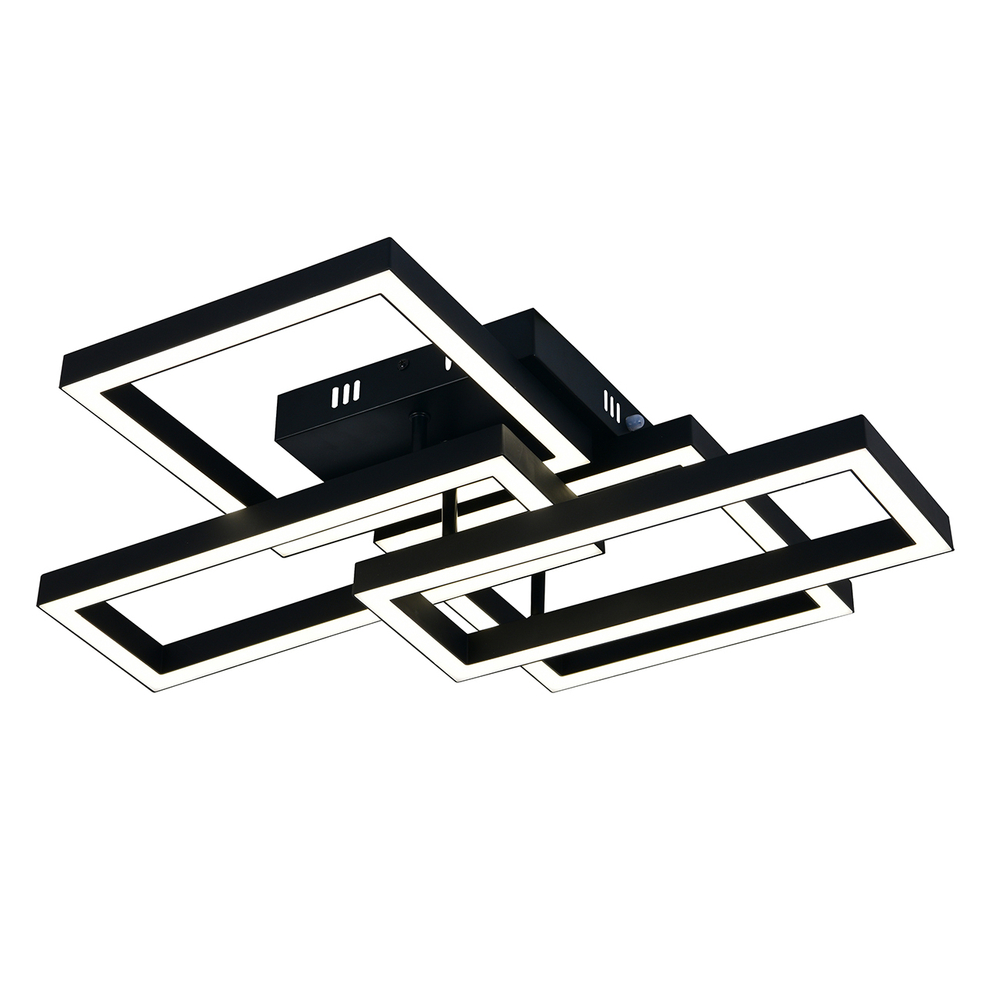 Потолочный светодиодный светильник 70Вт, 1920лм, 3000-6000K, Ra>80, плавная регулировка мощности, изменение цветовой температуры, ночник, пульт, металл/пластик, черный/белый