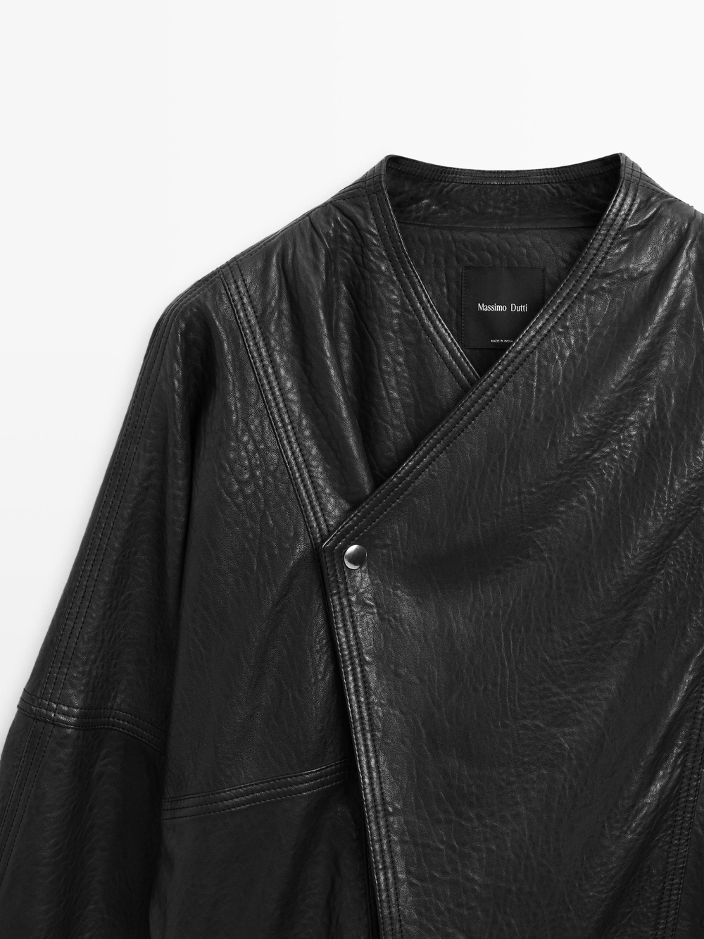 Massimo Dutti Кожаный бомбер, черный