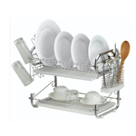 Сушилка для посуды 2х ярусная с поддоном, держатель для стаканов, подставка для ст.пр. хром. сталь