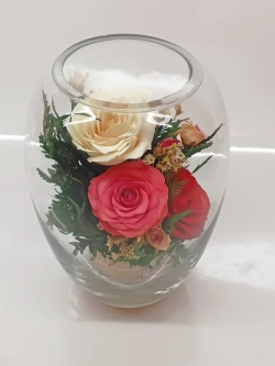 натуральные цветы в стекле, вакуум