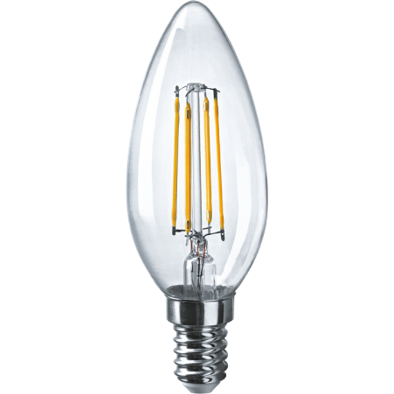 Лампа светодиодная Navigator C35F 220V Е14 6W 4000K Filament свеча 28761