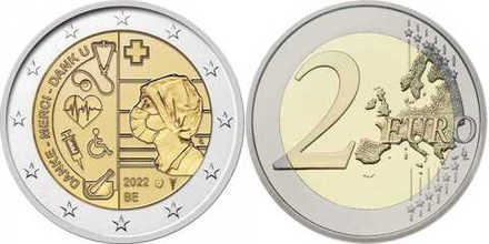 Бельгия 2 евро, 2022 В честь здравоохранения во время ковид-пандемии