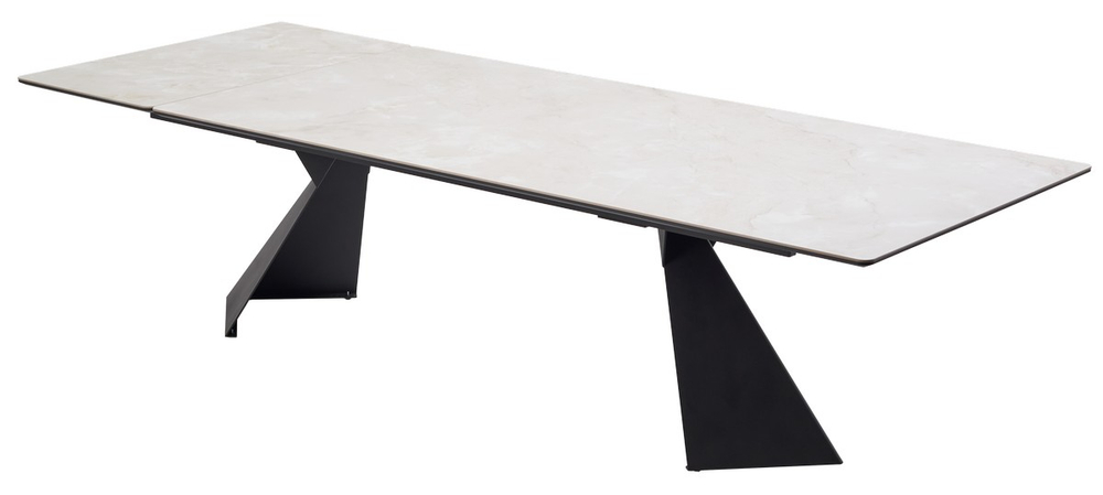 Стол М-City DISAUR Оригами 240 Айвори (Aura Ivory), керамика, Черный каркас