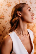 Колье двойное "QUIET LUXURY" с шарами и алмазными гранями в золочении