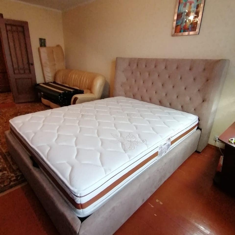 Кровать 1726 BEIGE бежевая с ящиком для белья