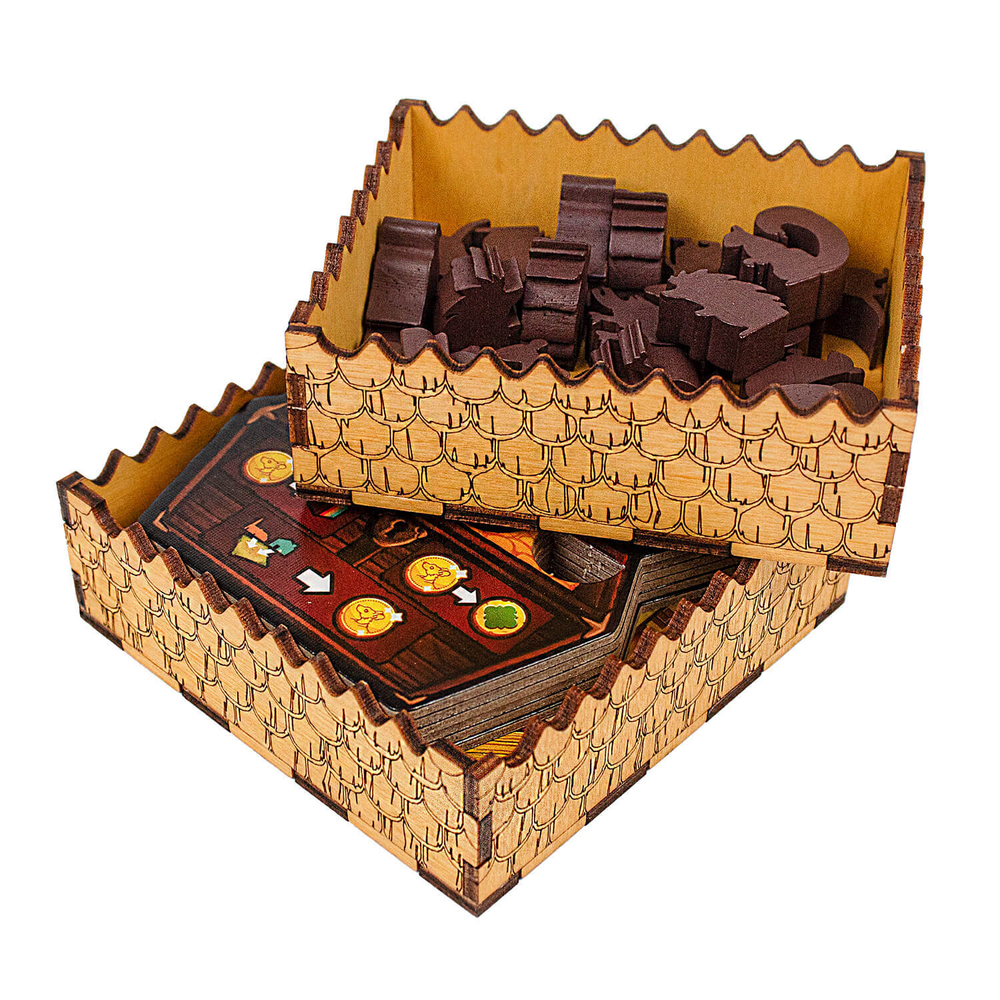 BGL - Органайзер Крошечные города (Tiny Towns). Планшеты сундуков и домиков, фишки зверушек