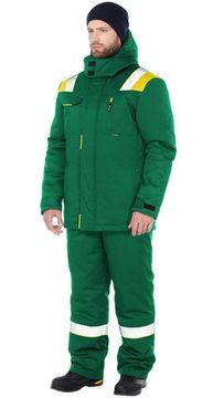 Костюм зимний "Анкер" полукомбинезон (зеленый/желтый)