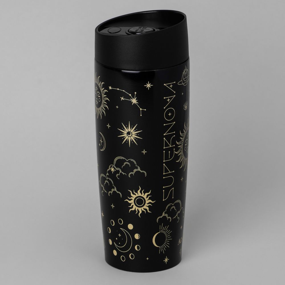 ТЕРМОКРУЖКА AGNESS "SUPERNOVA BLACK" 360МЛ, КОЛБА НЕРЖ.СТАЛЬ 18/10