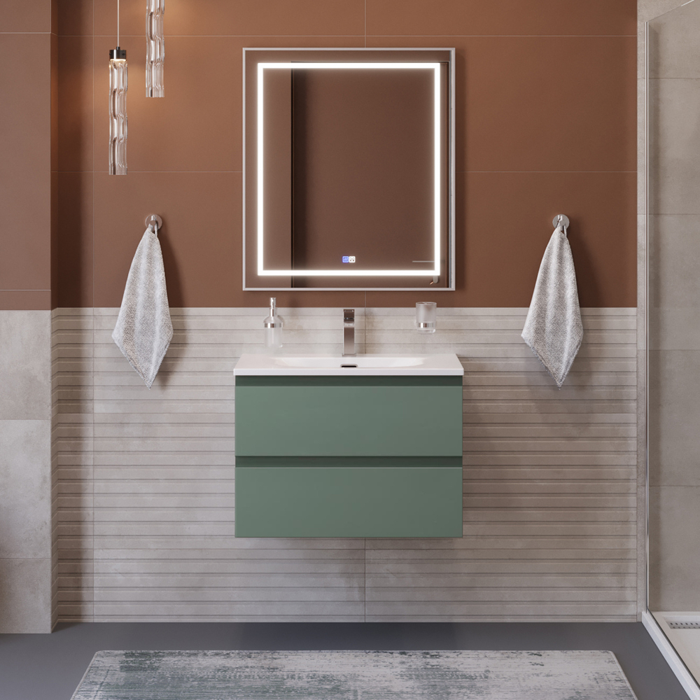 Тумба с раковиной подвесная BelBagno KRAFT-600-2C-SO-VO Еловый матовый, раковина белая BB-8099-60