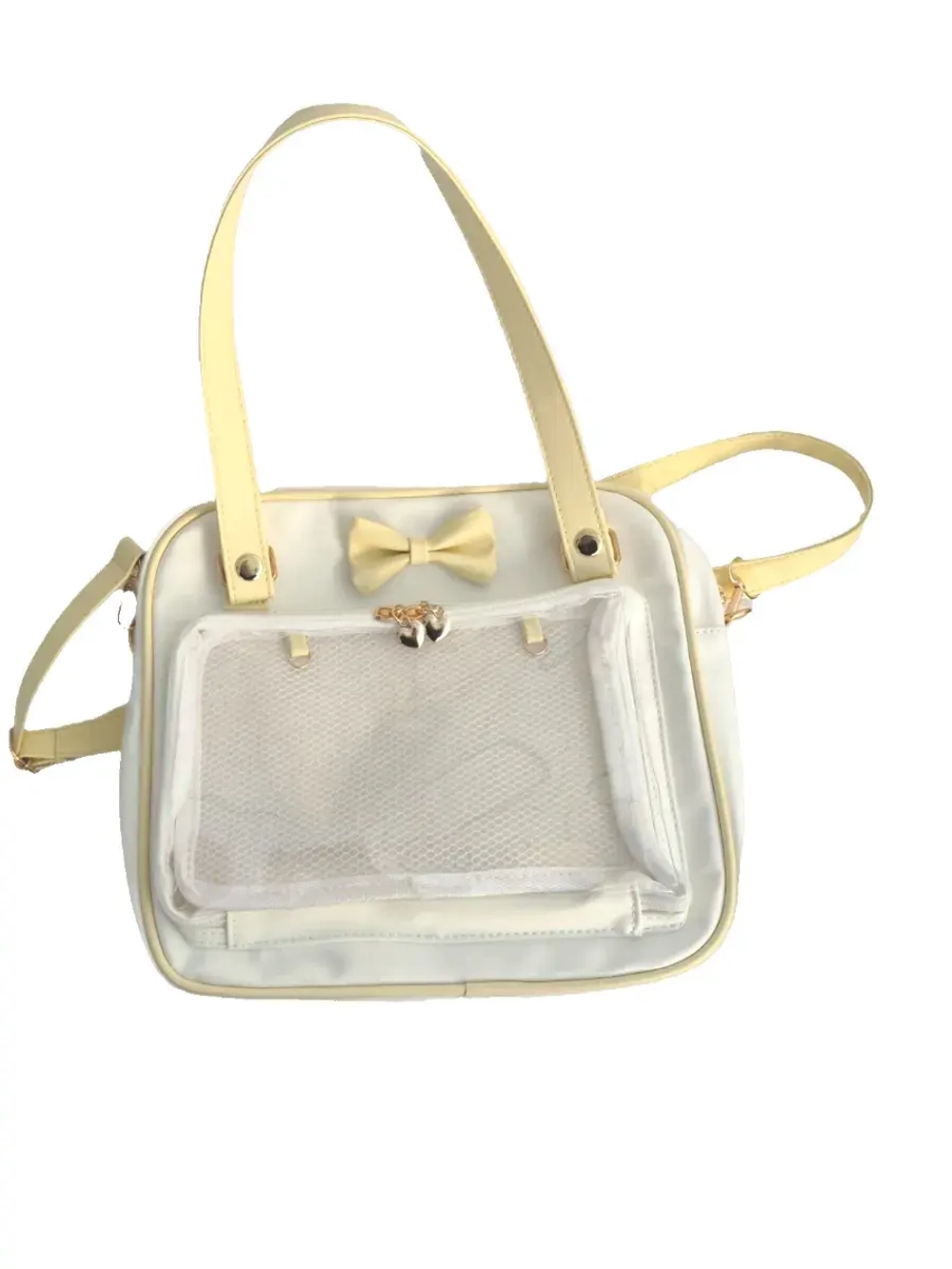 Сумка через плечо с прозрачным окошком желтый бант