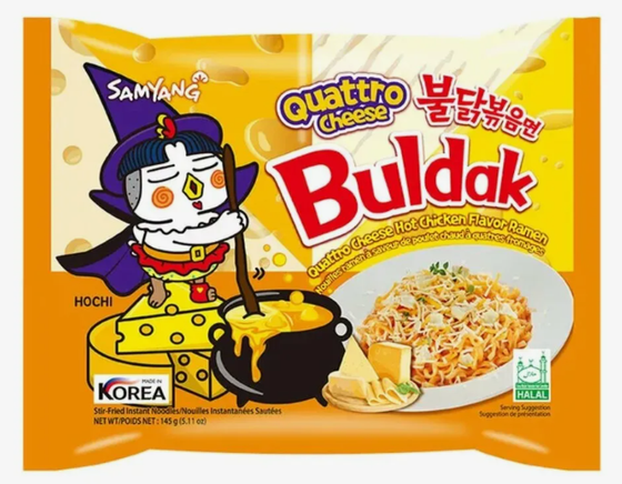 Лапша быстрого приготовления "SAMYANG" вкус жгучей курицы и кваттро сыров 145гр (40шт)  пакет