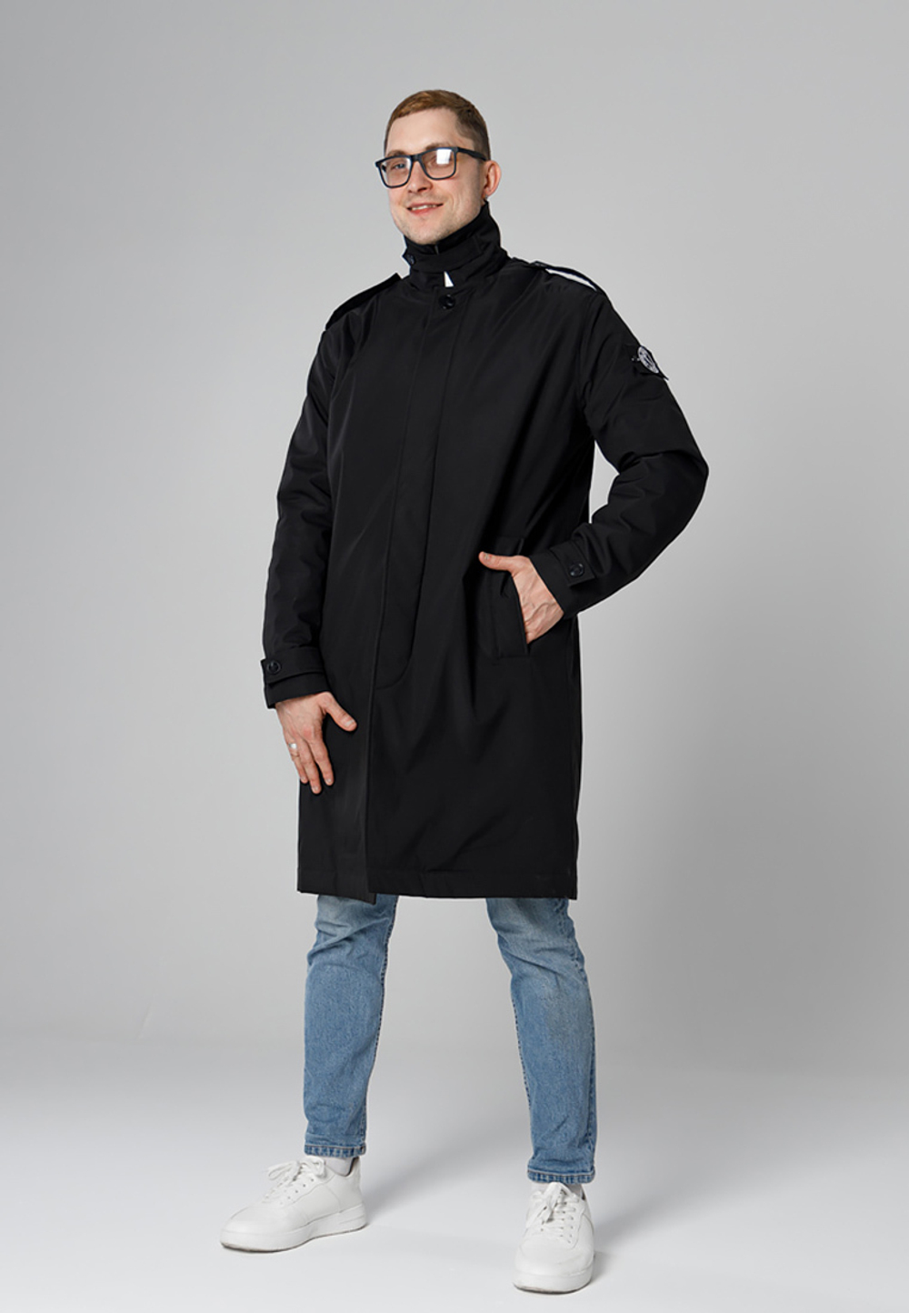 Тренч плащ утепленный демисезонный город горький черный