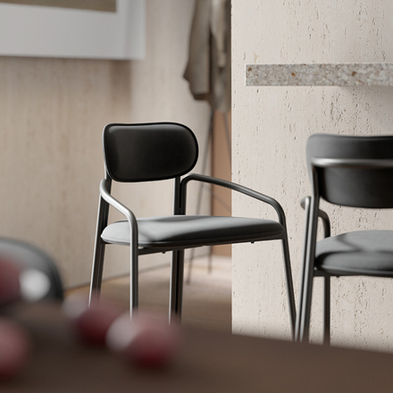 Стул барный LATITUDE Ror, Round, велюр, черный/серый