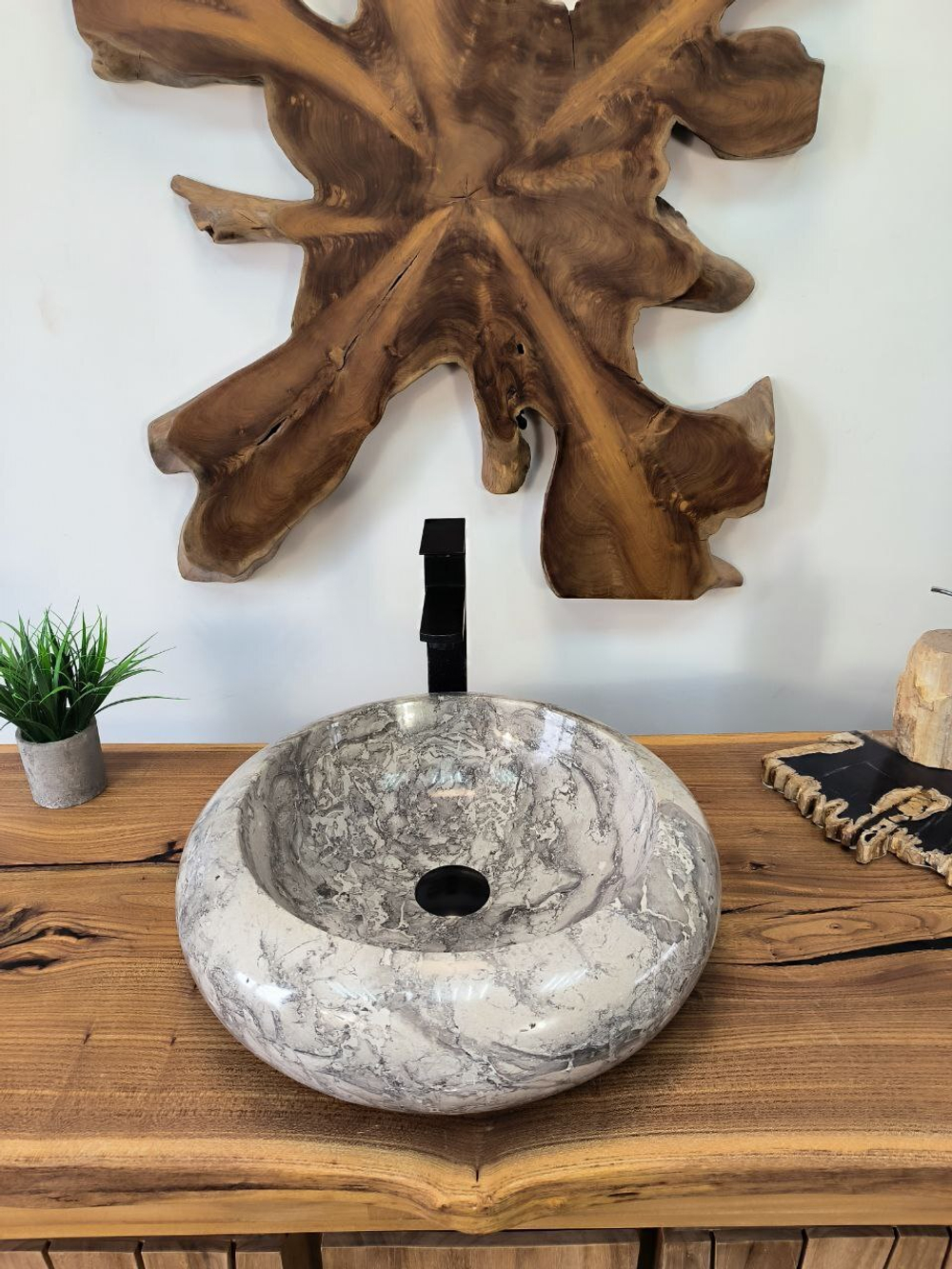 Раковина из мрамора Donut Doreng Grey DM-65867 45х45х13