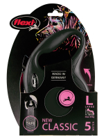 Поводок-рулетка Flexi New Classic L. Лента 5 м. для собак до 50 кг. Черный