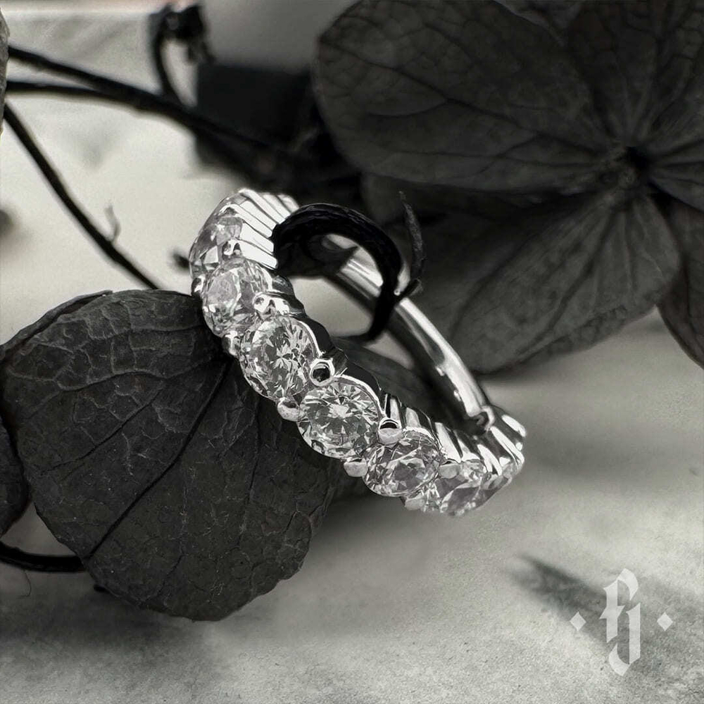 Кликер "Shine" с камнями 2мм - Белое золото - White CZ