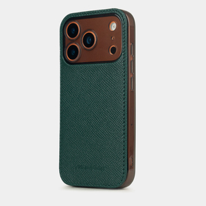 Чехол-накладка для iPhone 17 Pro Max из кожи сафьяно, зеленого цвета