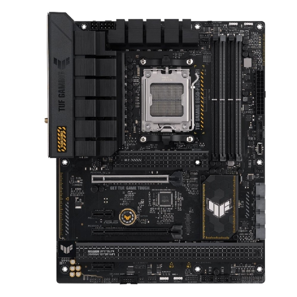 Материнская плата ASUS TUF GAMING B650-PLUS WIFI (Socket AM5, ATX, 4xDDR5(128GB), DP / HDMI, 2xPCIe 4.0x16 / 2xPCIe 4.0, 1xLAN (2.5GbE), 2x Wi-Fi 6, BT 5.2, 4xSATA 6Gb / s, 3xM.2, 1xType-C, 3xUSB 3.2, 4xUSB 2.0, ATX)