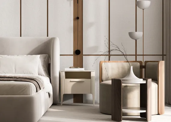 Кресло крутящееся Lagom 800 (светло-бежевый FiberGuard, натуральный дуб)