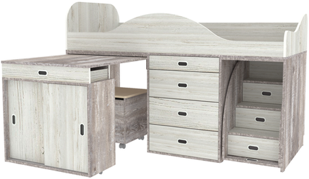 Кровать-чердак КарИВи Малыш Люкс Бетон Винтерберг