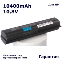 Аккумулятор iBatt 10400mAh, для HP- Pavilion dv5-1020er Presario CQ40 dv5-1179er dv6-2145er HDX X16 dv5-1168er CQ61-311ER DV5-1000