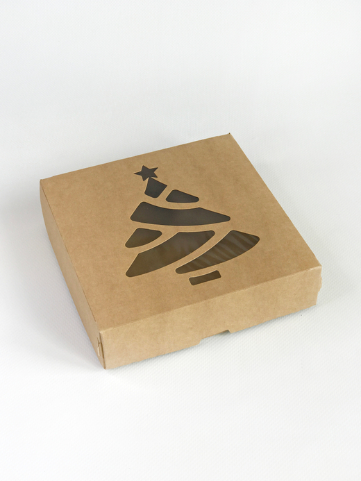 Коробка с окошком "Елка" 15 х 15 х 4 см