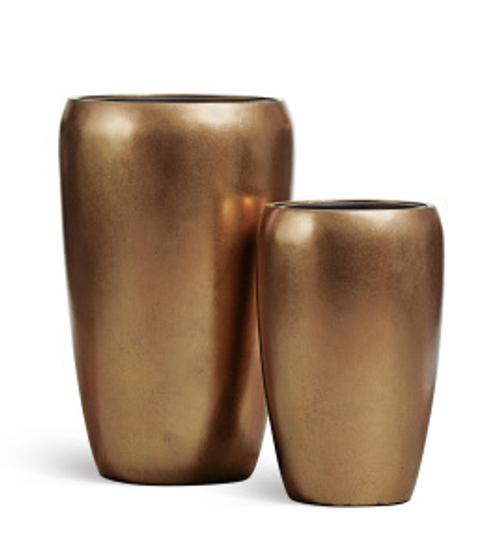 Кашпо TREEZ Effectory - Metal - Высокий округлый конус - Тёмное матовое золото